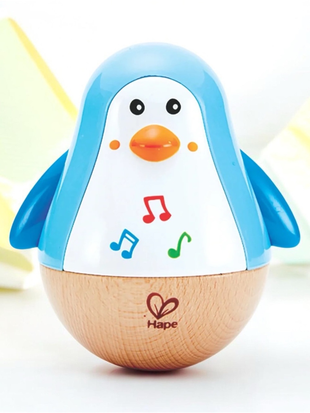 Hape Blue Penguin Musical Wobbler Toy